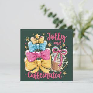 Cartão De Festividades Alegre e Cafeinada Preppy Xmas Coffee Coquette