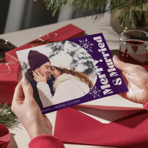 Cartão De Festividades alegre e casada moderna foto de arco roxo