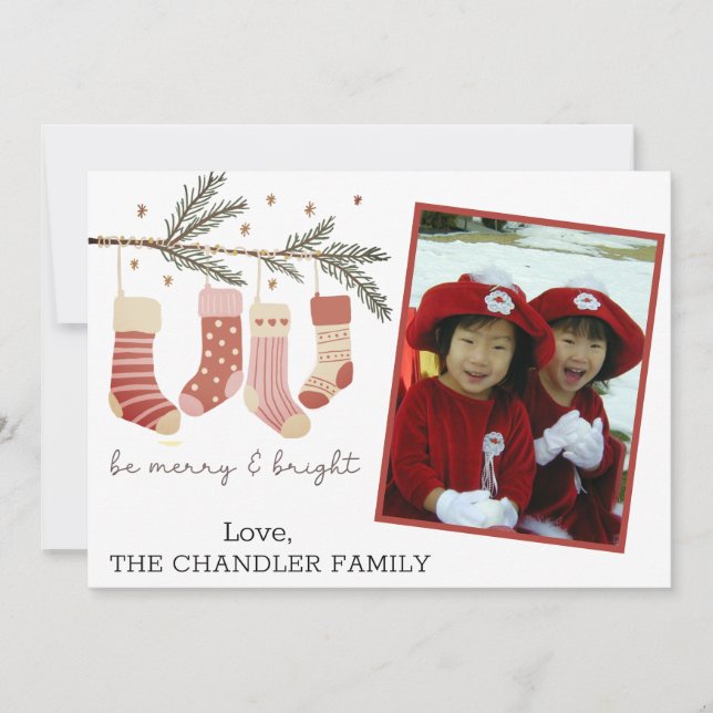 Cartão De Festividades Alegre e Radiante Foto de Natal (Frente)