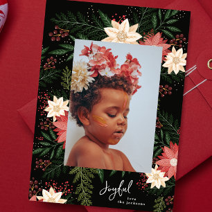 Cartão De Festividades Alegre Esplendor Botânico de Natal Elegante