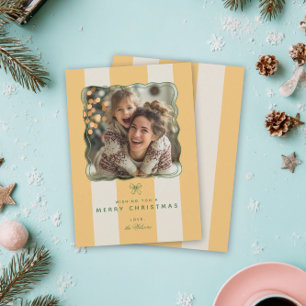 Cartão De Festividades Alegre Faixa Elegante Foto Feliz Natal Família