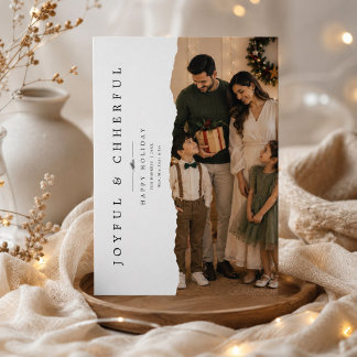 Cartão De Festividades Alegre & Feliz Foto de Família de Natal com Bordas