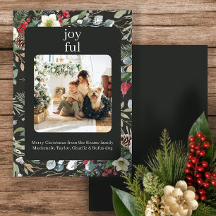 Cartão De Festividades Alegre Natal Botânico Foto Personalizada
