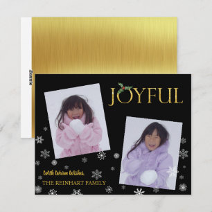 Cartão De Festividades ALEGRES 2 Fotos Flocos de Neve Natal