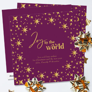 Cartão De Festividades Alegria à Ameaça Elegante Mundial e Estrelas Doura