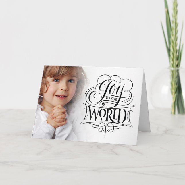 Cartão De Festividades Alegria à caligrafia religiosa do Natal do mundo (Frente)