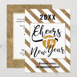 Cartão De Festividades Alegria Ao Ano Novo Escrita Moderna Dourada Faixa 