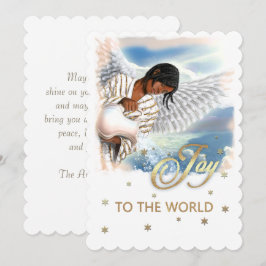 Cartão De Festividades Alegria ao Mundo. Afro-Americano Angel Christmas