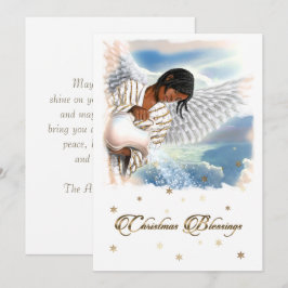 Cartão De Festividades Alegria ao Mundo. Anjo Americano Africano