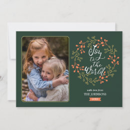 Cartão De Festividades Alegria ao mundo das férias de caligrafia moderna