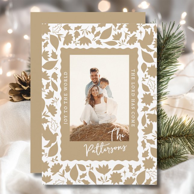 Cartão De Festividades Alegria Ao Mundo Foto De Natal Floral Religioso (Criador carregado)