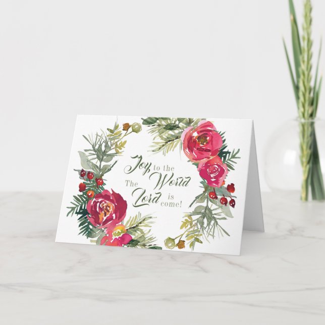 Cartão De Festividades Alegria ao mundo O Senhor vem, Natal (Frente)