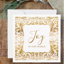 Cartão De Festividades Alegria ao mundo Ouro Elegante Personalizado Natal