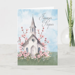 Cartão De Festividades Alegria da Páscoa Francesa Feliz Páscoa Igreja Flo