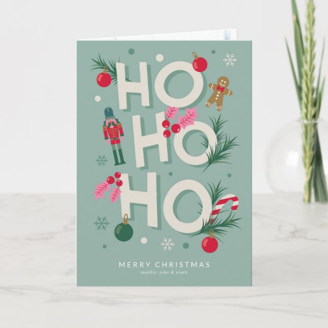 Cartão De Festividades Alegria de Férias de Ho Ho Ho (Frente)