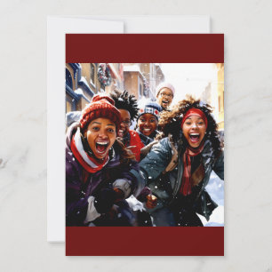 Cartão De Festividades Alegria de inverno: Filha de neve infantil