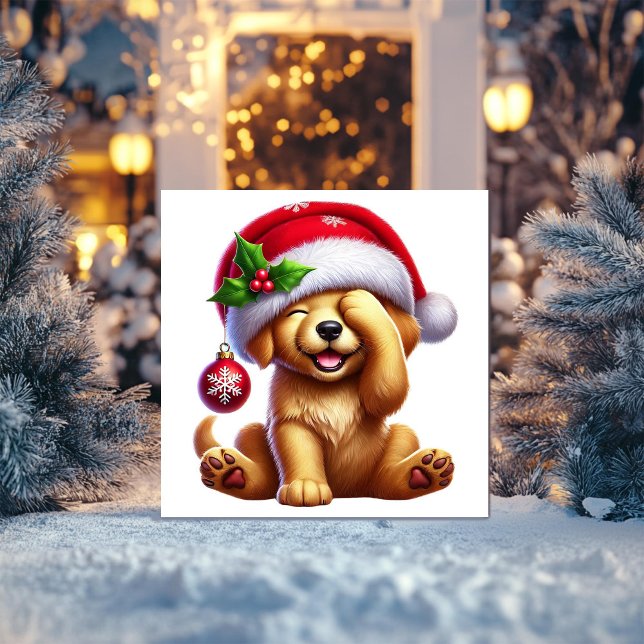 Cartão De Festividades Alegria de Natal do Golden Retriever (Criador carregado)