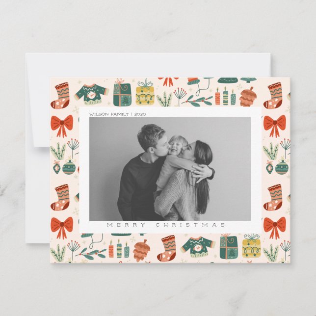 Cartão De Festividades Alegria de Natal Foto da Família de Natal (Frente)