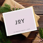 Cartão De Festividades Alegria de Natal | Lilac Roxo Mínimo Simples<br><div class="desc">Cartão de férias dobrado, simples, na moda, de tendências, com tipografia moderna minimalista a preto, num fundo púrpura púrpura de cor-de-rosa lilás, enquadrado por uma simples borda branca. O nome e o ano podem ser facilmente personalizados para um toque pessoal. Uma carta de natal peculiar e mínima para se destacar...</div>