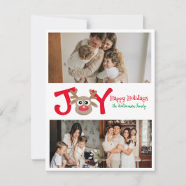 Cartão De Festividades Alegria Divertido Fofo 3 Foto Cartoon Rena Branco