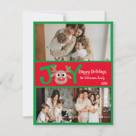 Cartão De Festividades Alegria Divertido Fofo 3 Foto Cartoon Rena Renas V