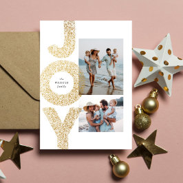 Cartão De Festividades Alegria dois foto Natal dourado falso speckle mode