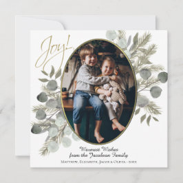 Cartão De Festividades Alegria! Eucalyptus deixa e pinta imagens Douradas