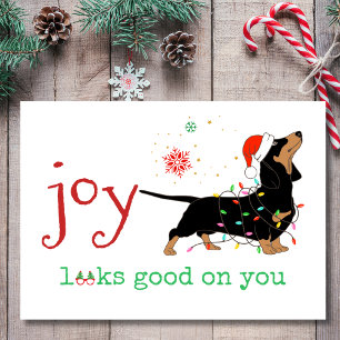 Cartão De Festividades Alegria Fica Bem em Você Adorável Dachshund Natal