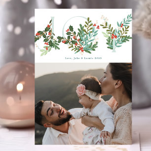 Cartão De Festividades Alegria Floral Botânica Festiva Natal Clássico
