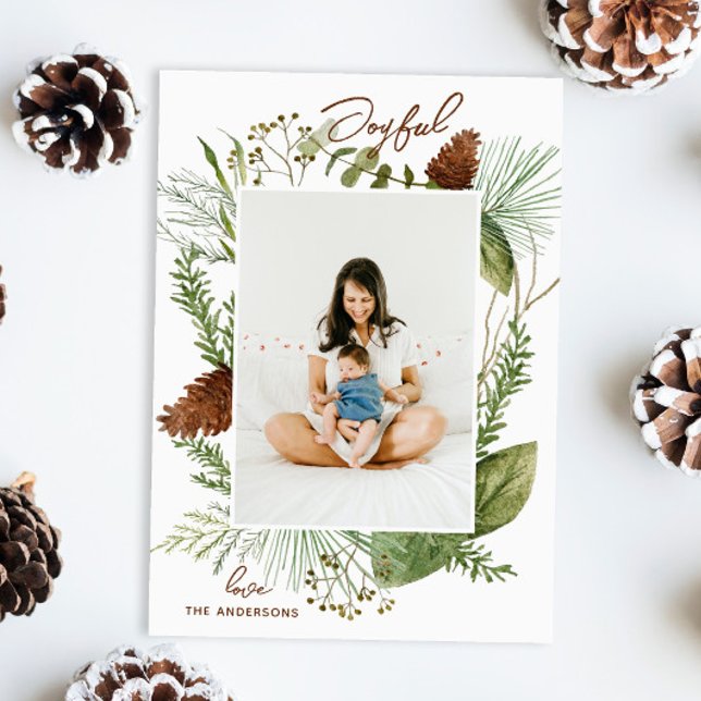 Cartão De Festividades Alegria. Floresta de Natal em aquarela (Criador carregado)