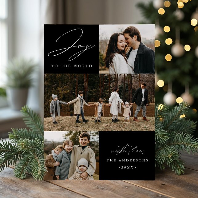 Cartão De Festividades Alegria Moderna ao Mundo Preto 4 Foto (Criador carregado)