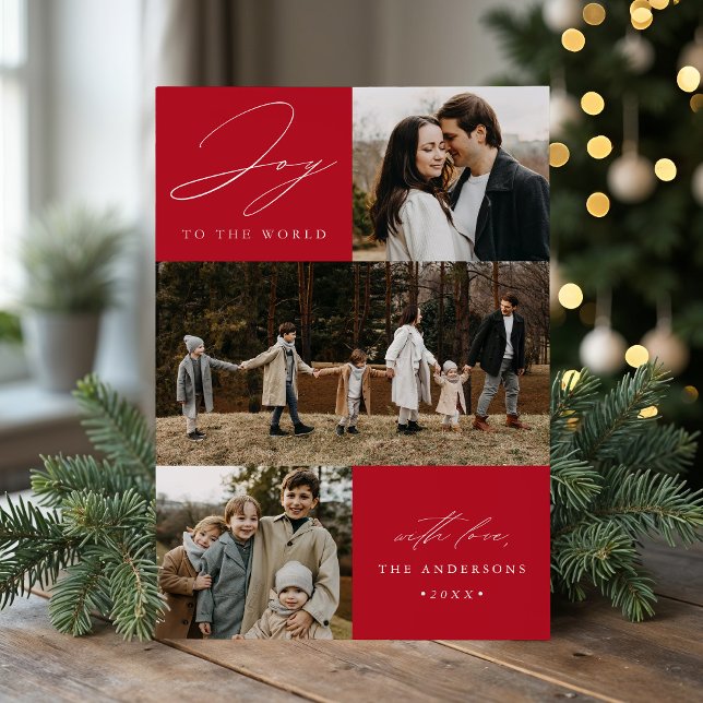 Cartão De Festividades Alegria Moderna ao Mundo Vermelho 4 Foto (Criador carregado)