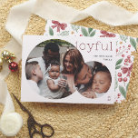 Cartão De Festividades Alegria | Natal de Foto Moderno 2<br><div class="desc">Espalhe a alegria de férias com este cartão chic e elegante de Natal! Com duas fotos redondas, o design dá uma reviravolta moderna aos seus momentos familiares favoritos. A foto menor do círculo está articulosamente sobreposta na maior, criando um layout balanceado e na moda. A palavra "alegre" está impressa em...</div>