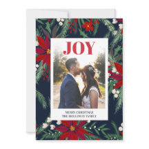 Alegria padrão floral chic de Natal com foto de po