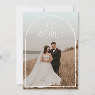 Cartão De Festividades Alegria para o Mundo Ivory Arch moldura foto Natal