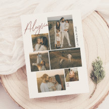 Alegría | Tarjeta de Navidad Collage de 6 Fotos