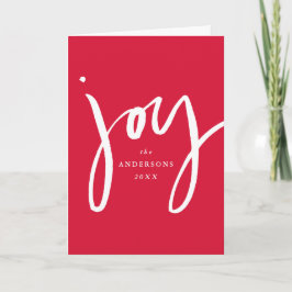 Cartão De Festividades Alegria Vermelha com Letra Manual Moderna Não-Foto