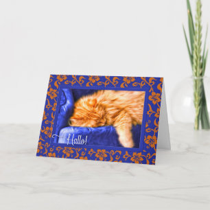 Cartão De Festividades ALEMÃO Hallo! Vazio de Gato de Orange Tabby