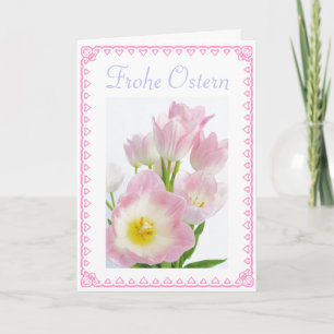 Cartão De Festividades Alemão: Tulipas de Frohe Ostern/páscoa
