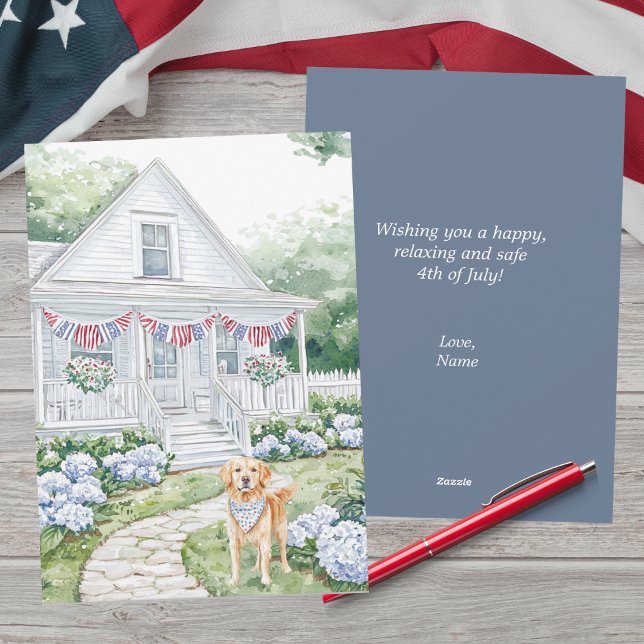 Cartão De Festividades Algodão branco-branco-branco-azulado 4 de julho (Criador carregado)