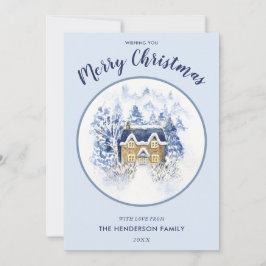 Cartão De Festividades Algodão Vintage Coberto Por Neve