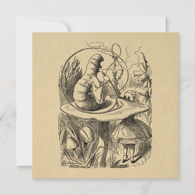 Cartão De Festividades Alice no País das Maravilhas Alice com a lagarta (Frente)