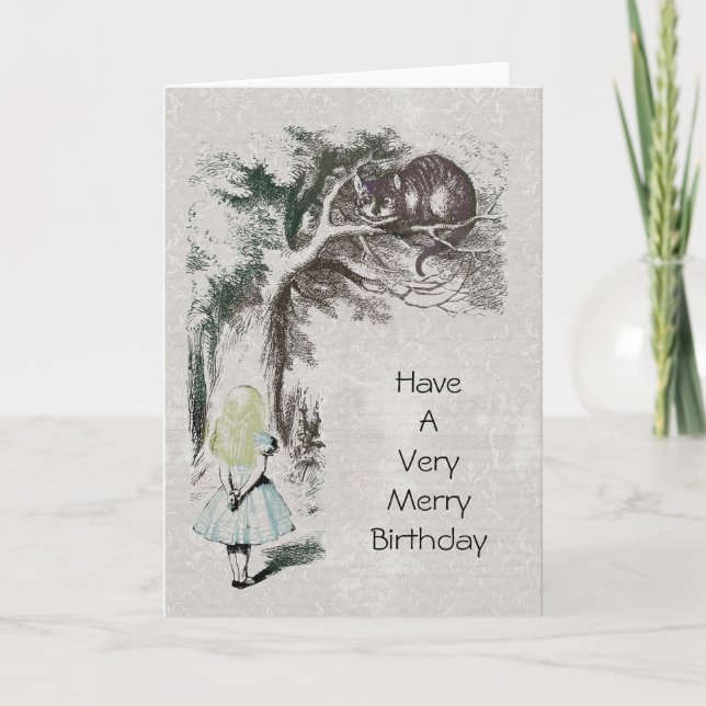 Cartão De Festividades Alice no País das Maravilhas com Cheshire Cat (Frente)