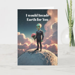 Cartão De Festividades Alien Love Sci-Fi – “Eu Vou Invadir a Terra