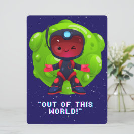 CARTÃO DE FESTIVIDADES ALIEN ,UNIVERSO, ESPACONAVE, PLANETA E ASTRONAUTAS