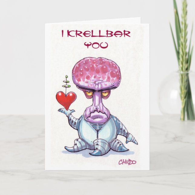 Cartão De Festividades Alien Valentine's Day Card (Frente)
