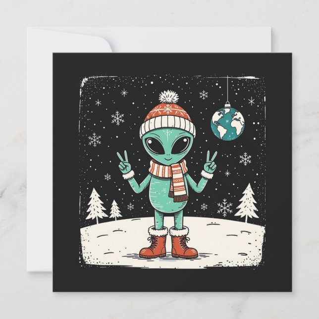 Cartão De Festividades Alienígena de Natal (Frente)