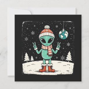 Cartão De Festividades Alienígena de Natal