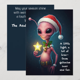 Cartão De Festividades Alienígena Festivo com Estrela Brilhante – Natal C