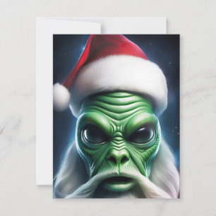 Cartão De Festividades Alienígena Santa Claus